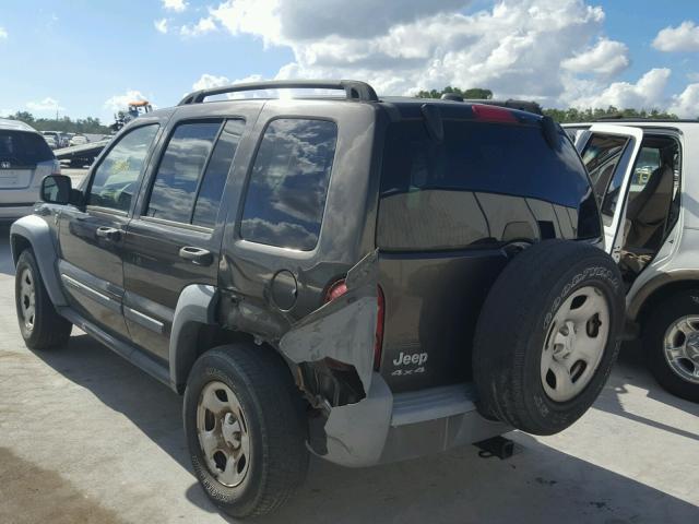 1J4GL48K95W641049 - 2005 JEEP LIBERTY SP BROWN photo 3