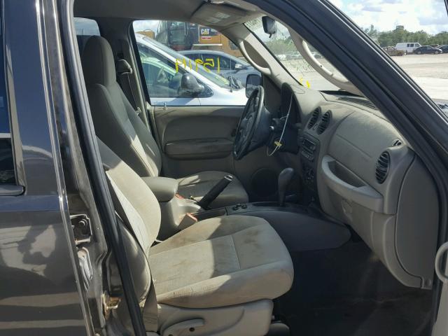 1J4GL48K95W641049 - 2005 JEEP LIBERTY SP BROWN photo 5