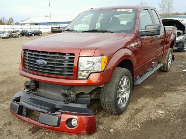 1FTFX1EFXEKF03183 - 2014 FORD F150 SUPER BURGUNDY photo 2