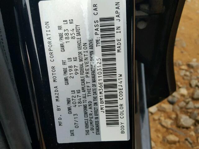 JM1BM1M36E1103125 - 2014 MAZDA 3 GRAND TO BLACK photo 10