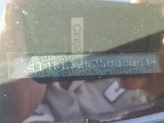 4T1BE32K75U080614 - 2005 TOYOTA CAMRY LE 蓝色 照片 10