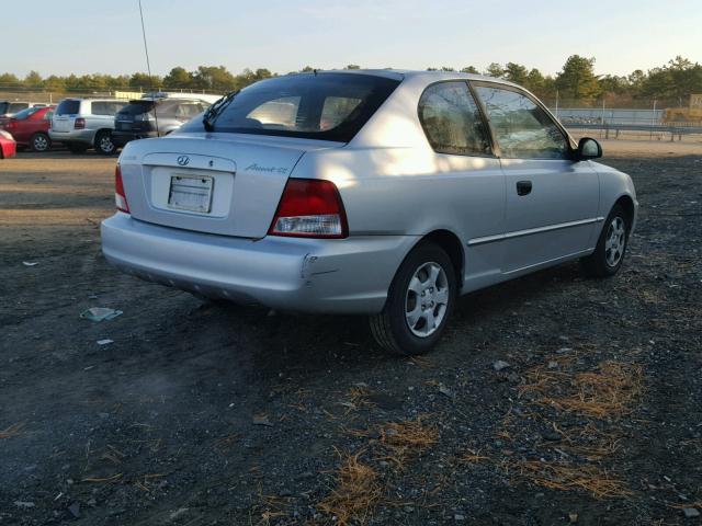 KMHCG35C52U190253 - 2002 HYUNDAI ACCENT GS SILVER photo 4