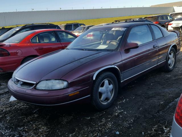 2G1WW12M2T9268369 - 1996 CHEVROLET MONTE CARL BURGUNDY photo 2