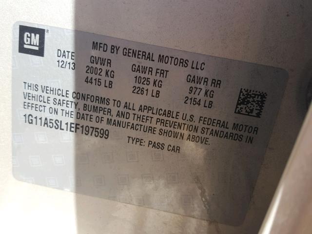 1G11A5SL1EF197599 - 2014 CHEVROLET MALIBU LS 金色 照片 10