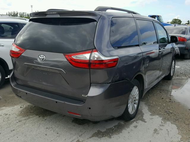 5TDYK3DC9FS556171 - 2015 TOYOTA SIENNA XLE GRAY photo 4