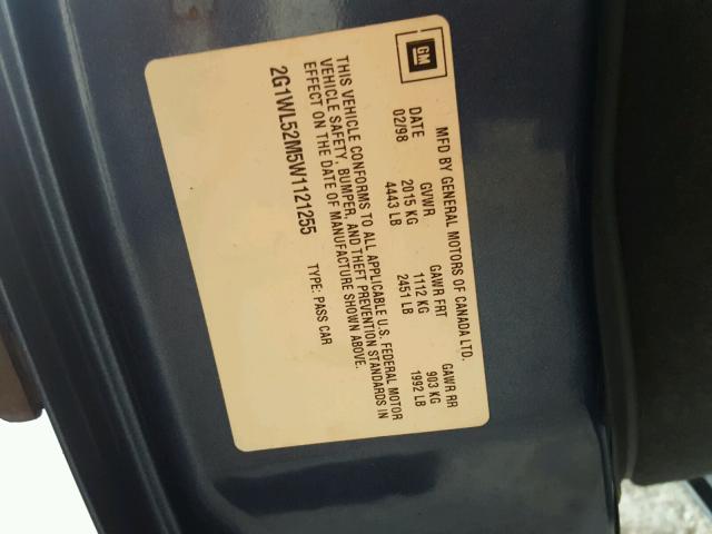 2G1WL52M5W1121255 - 1998 CHEVROLET LUMINA BAS BLUE photo 10