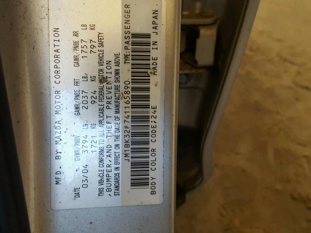 JM1BK32F741165890 - 2004 MAZDA 3 I GOLD photo 10