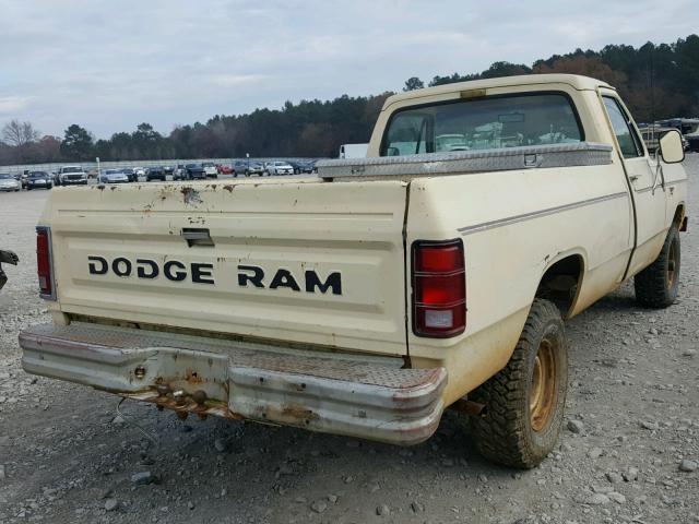 1B7HW14T4GS000755 - 1986 DODGE W-SERIES W YELLOW photo 4