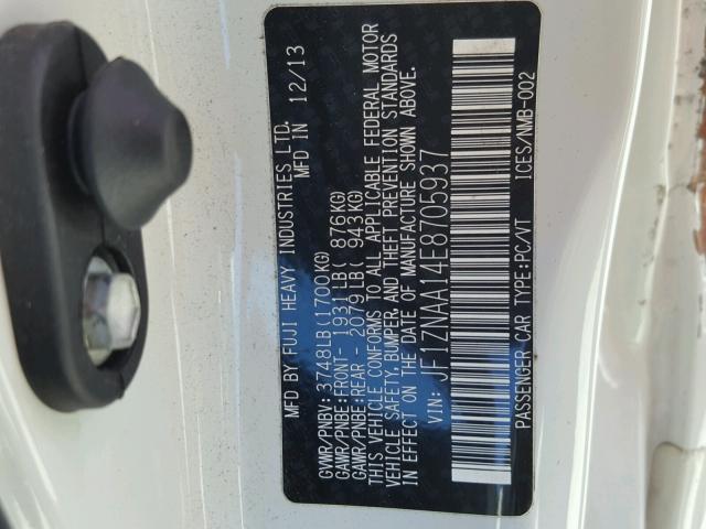 JF1ZNAA14E8705937 - 2014 TOYOTA SCION FR-S 白色 照片 10