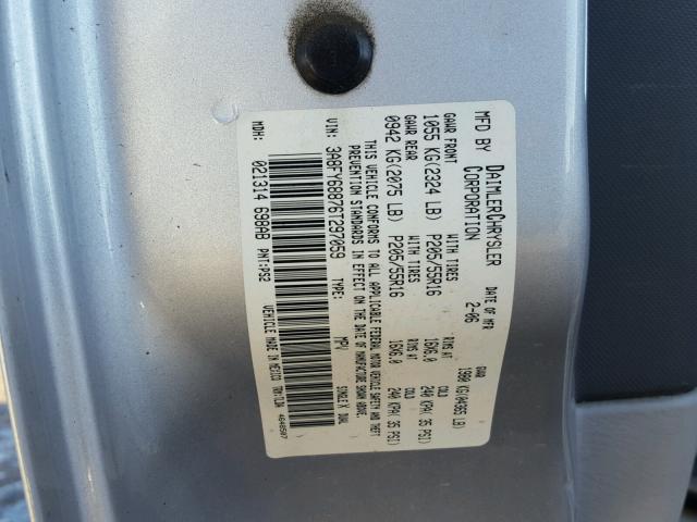 3A8FY68876T297059 - 2006 CHRYSLER PT CRUISER SILVER photo 10