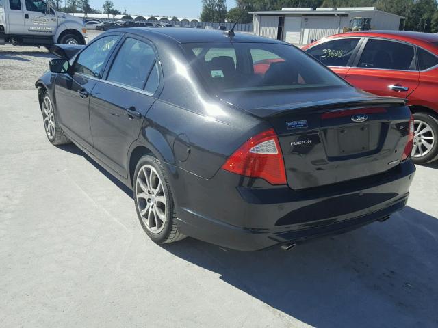 3FAHP0HG0CR267469 - 2012 FORD FUSION SE BLACK photo 3