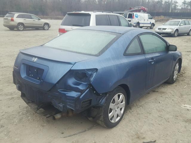 2HGFG12647H521503 - 2007 HONDA CIVIC LX BLUE photo 4