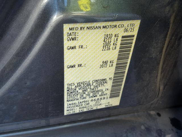 1N4AL3AP9FC468881 - 2015 NISSAN ALTIMA 2.5 GRAY photo 10