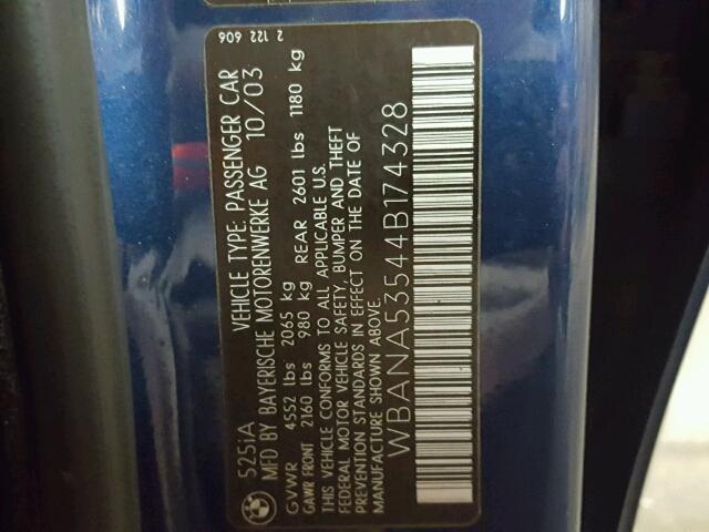 WBANA53544B174328 - 2004 BMW 525 I 蓝色 照片 10