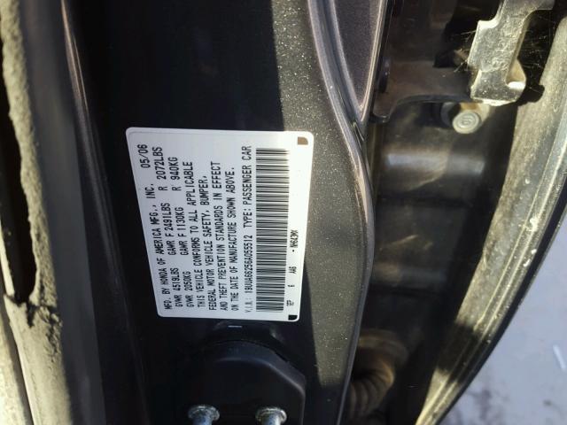 19UUA66256A055512 - 2006 ACURA 3.2TL GRAY photo 10