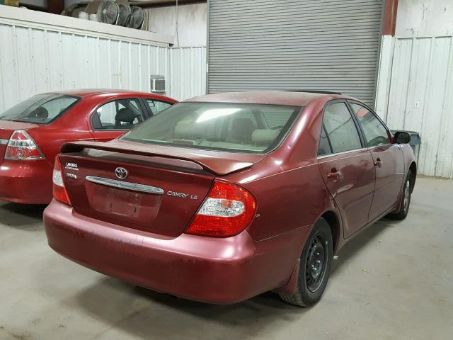 JTDBE32K420044550 - 2002 TOYOTA CAMRY LE MAROON photo 4