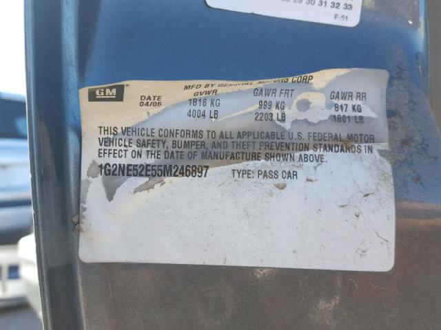 1G2NE52E55M246897 - 2005 PONTIAC GRAND AM S 灰色 照片 10