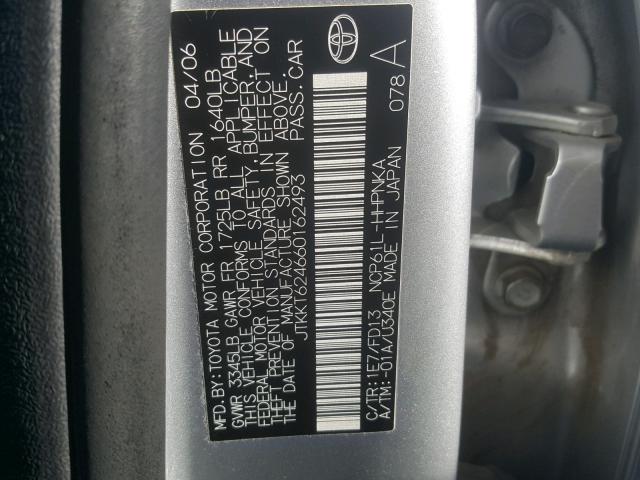 JTKKT624660162493 - 2006 SCION XA SILVER photo 10