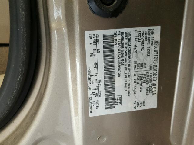 1FMPU16W63LB26138 - 2003 FORD EXPEDITION BROWN photo 10