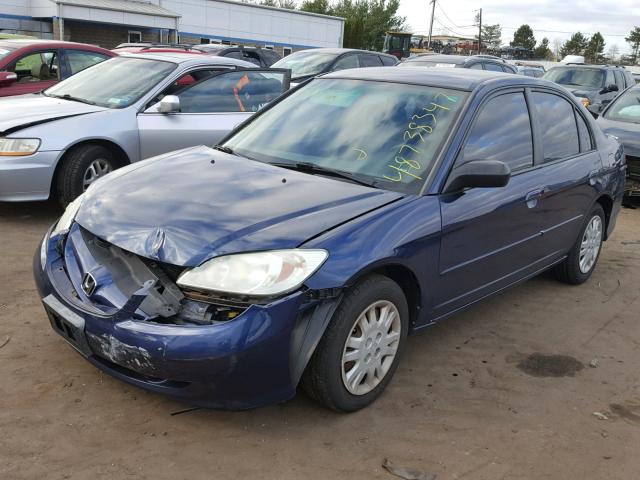 2HGES16505H534662 - 2005 HONDA CIVIC LX BLUE photo 2