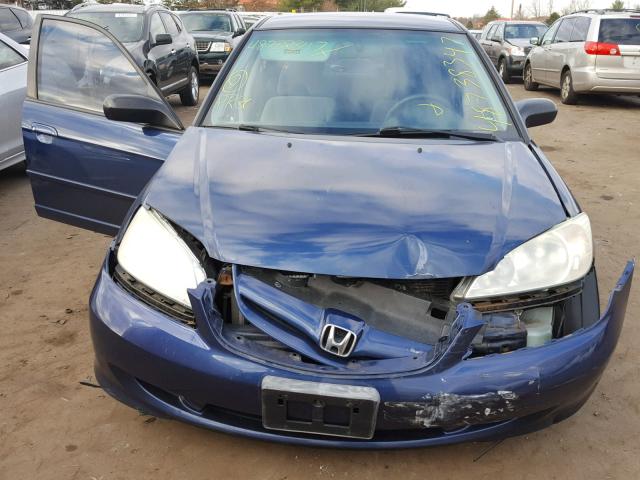 2HGES16505H534662 - 2005 HONDA CIVIC LX BLUE photo 9