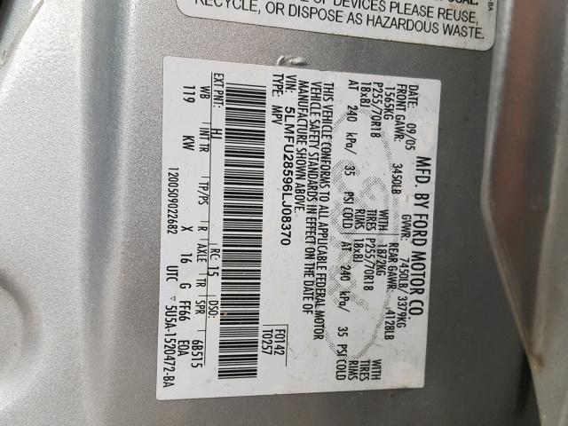 5LMFU28596LJ08370 - 2006 LINCOLN NAVIGATOR Srebrny zdjęcie 10