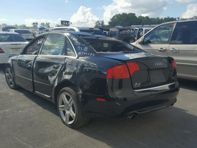 WAUAF78E68A053137 - 2008 AUDI A4 2.0T BLACK photo 3