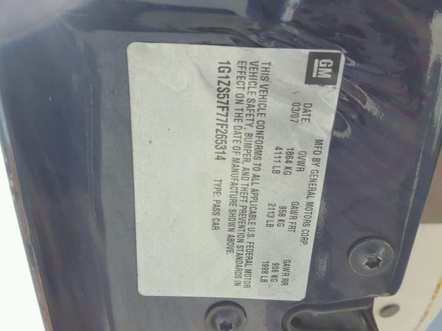 1G1ZS57F77F265314 - 2007 CHEVROLET MALIBU LS BLUE photo 10