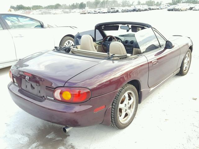 JM1NB3533Y0147932 - 2000 MAZDA MX-5 MIATA MAROON photo 4