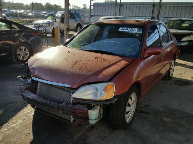 2HGES26782H539689 - 2002 HONDA CIVIC EX MAROON photo 2