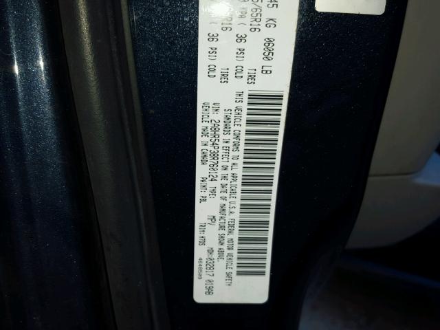 2A8HR54P38R760124 - 2008 CHRYSLER TOWN & COU BLUE photo 10