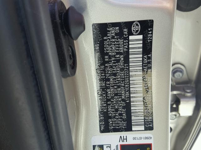 4T1BK1EB2GU222721 - 2016 TOYOTA AVALON XLE GOLD photo 10