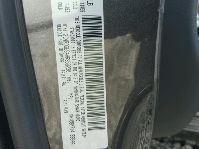 2C4RDGEG4HR858230 - 2017 DODGE GRAND CARA GRAY photo 10