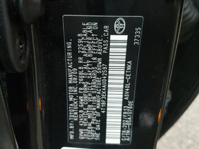 4T1BF3EK4AU042597 - 2010 TOYOTA CAMRY BASE BLACK photo 10