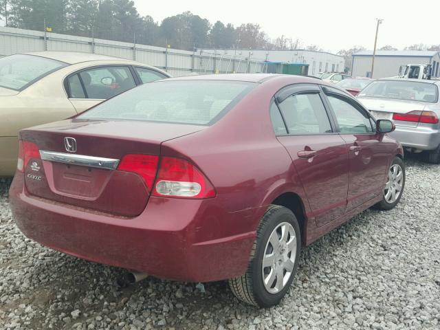 2HGFA16589H534681 - 2009 HONDA CIVIC LX RED photo 4