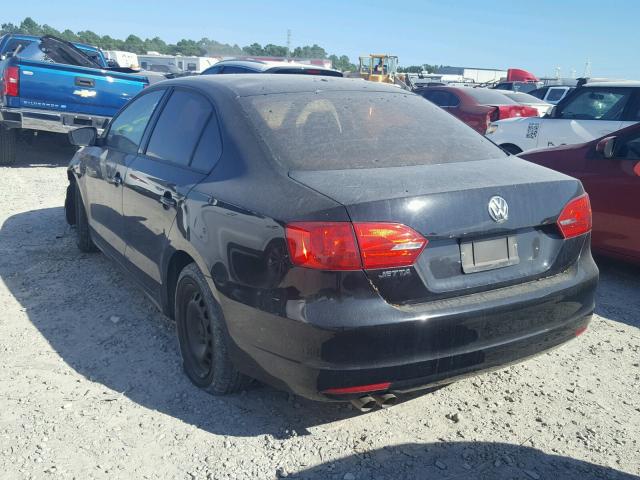 3VW2K7AJ3CM396362 - 2012 VOLKSWAGEN JETTA BASE BLACK photo 3