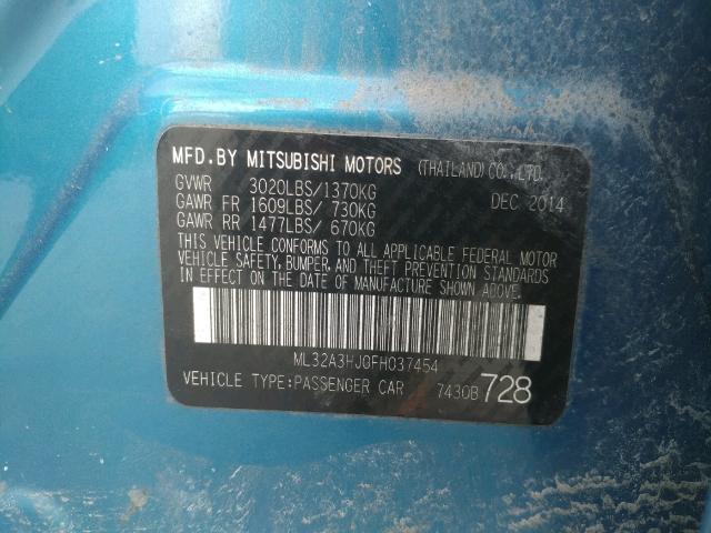 ML32A3HJ0FH037454 - 2015 MITSUBISHI MIRAGE DE BLUE photo 10