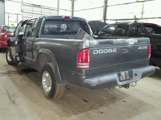 1B7HG38N72S579589 - 2002 DODGE DAKOTA QUA GRAY photo 3