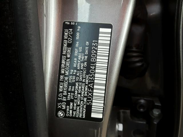 5UXFA13504LB09231 - 2004 BMW X5 3.0I BLACK photo 10