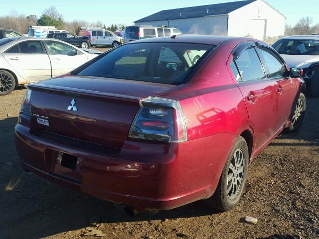 4A3AB56F07E023604 - 2007 MITSUBISHI GALANT ES BURGUNDY photo 4