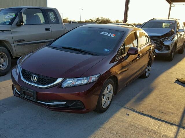 2HGFB2F50DH586141 - 2013 HONDA CIVIC LX BURGUNDY photo 2