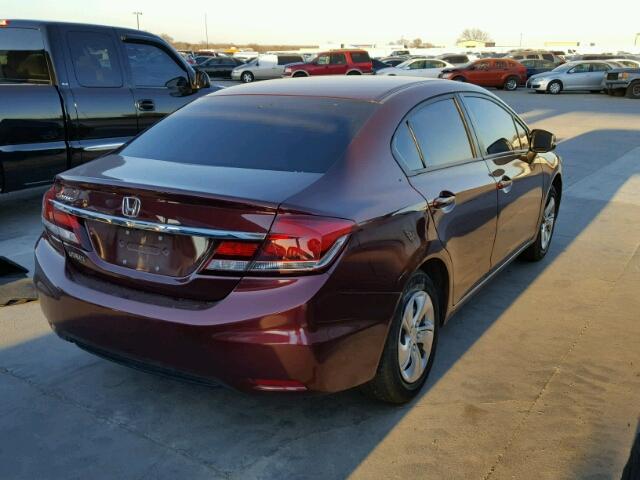 2HGFB2F50DH586141 - 2013 HONDA CIVIC LX BURGUNDY photo 4