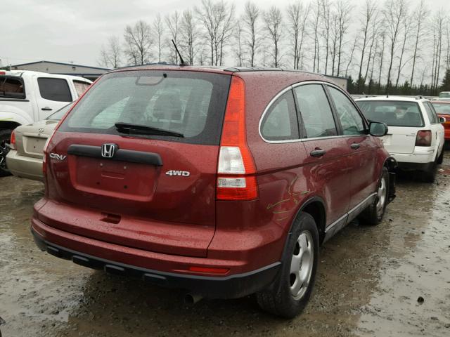 5J6RE4H34AL010295 - 2010 HONDA CR-V LX RED photo 4