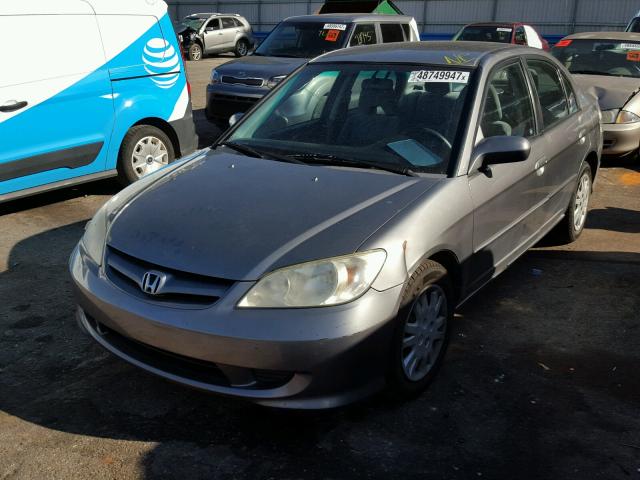 1HGES16585L022957 - 2005 HONDA CIVIC LX GRAY photo 2