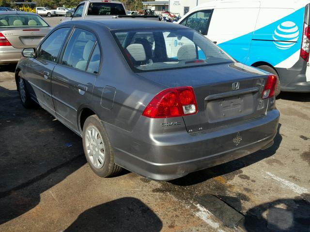 1HGES16585L022957 - 2005 HONDA CIVIC LX GRAY photo 3