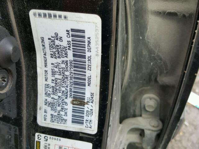 1NXBR32E38Z975990 - 2008 TOYOTA COROLLA CE BLACK photo 10