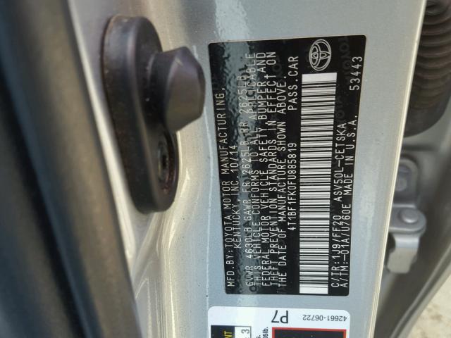 4T1BF1FK0FU885819 - 2015 TOYOTA CAMRY LE 银色 照片 10