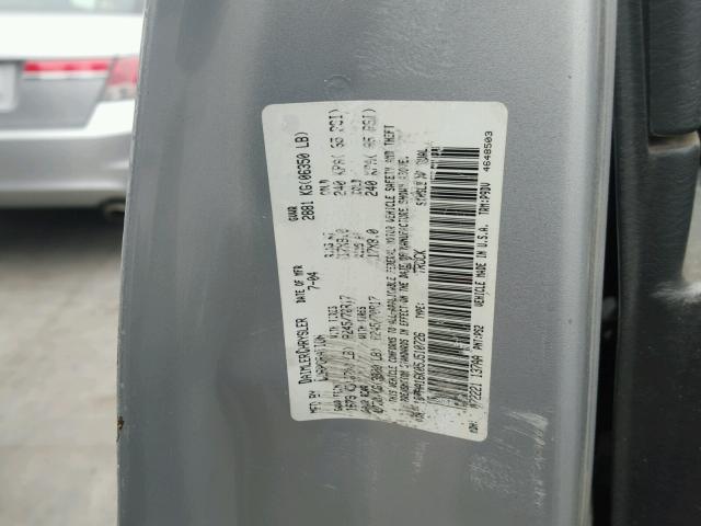 1D7HA16K05J510726 - 2005 DODGE RAM 1500 S SILVER photo 10