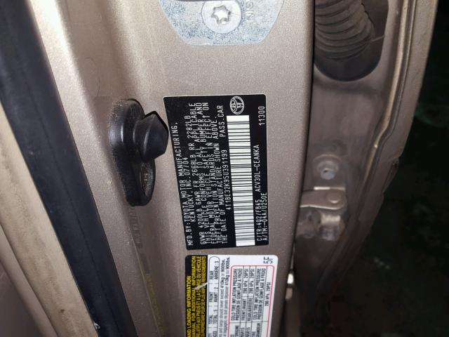 4T1BE32K95U391199 - 2005 TOYOTA CAMRY LE ბეჟი ფოტო 10