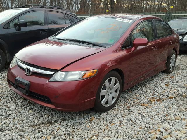 2HGFA16518H530874 - 2008 HONDA CIVIC LX RED photo 2